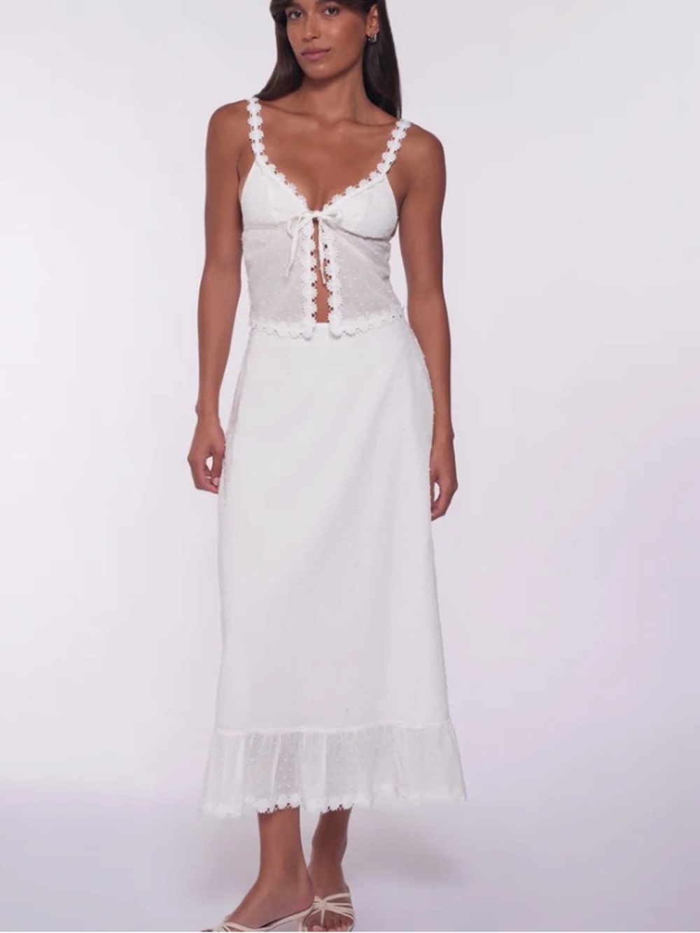 Peixoto White Lace-Trim Set - Lola Skirt Sienna Top